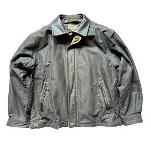 Rainforest Cotton Bomber Jacket – Detachable Leather Collar, Lining, XL